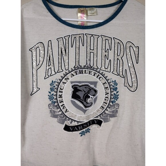 North Carolina Panthers Juniors Girls Small Shirt Cropped Varsity Fresh Brewed - Picture 2 of 4